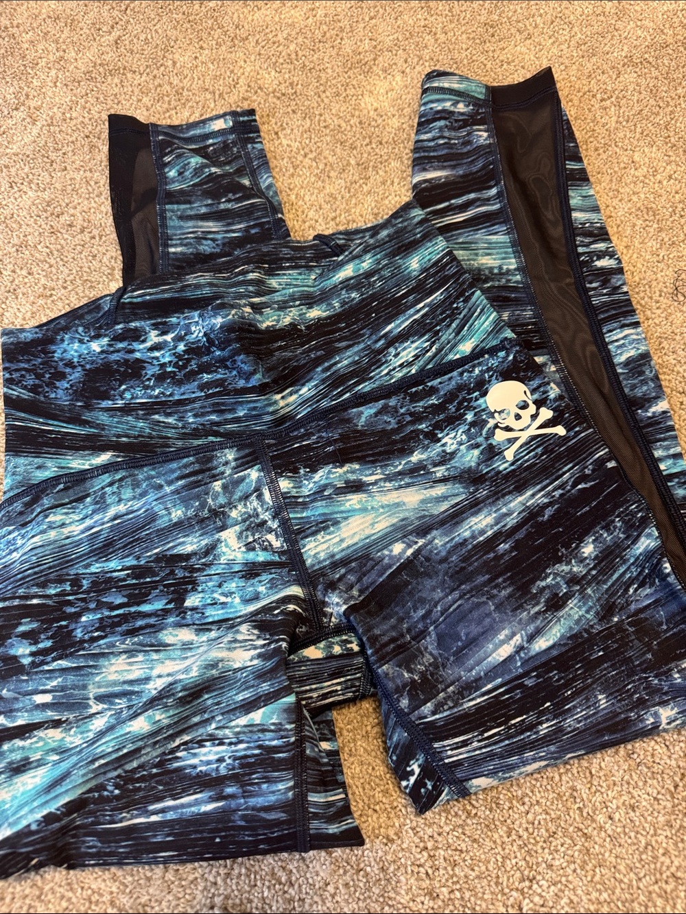 Lululemon Ocean-Print Leggings with Skull Accent